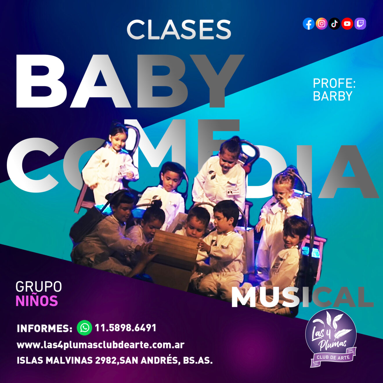 BABY COMEDIA MUSICAL LAS 4 PLUMAS CLUB DE ARTE