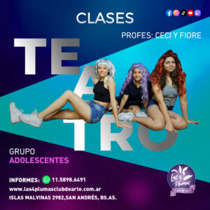 Clase de TEATRO ADOLESCENTES las 4 plumas club de arte