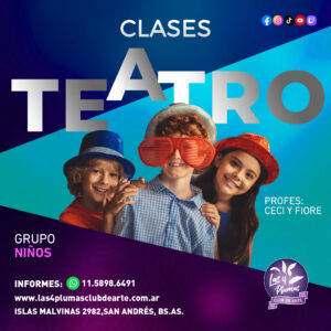 Clase de TEATRO NIÑOS las 4 plumas club de arte